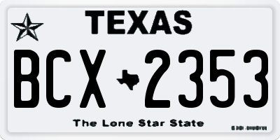 TX license plate BCX2353