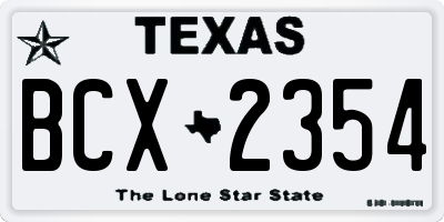 TX license plate BCX2354