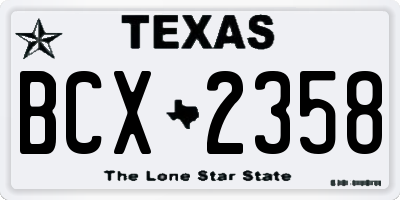 TX license plate BCX2358