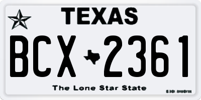 TX license plate BCX2361