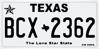TX license plate BCX2362