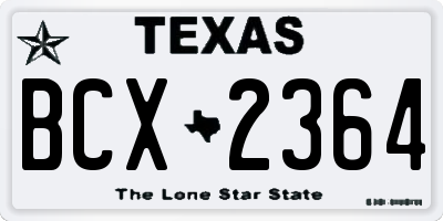 TX license plate BCX2364