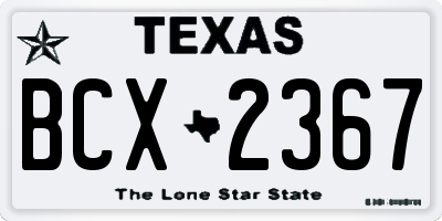 TX license plate BCX2367
