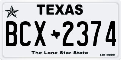 TX license plate BCX2374