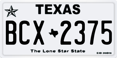 TX license plate BCX2375