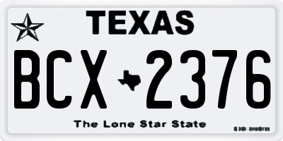 TX license plate BCX2376