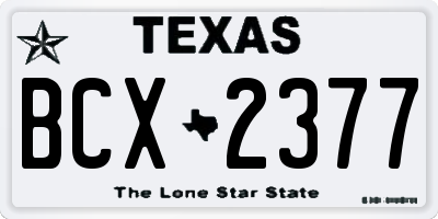 TX license plate BCX2377