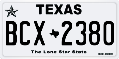 TX license plate BCX2380