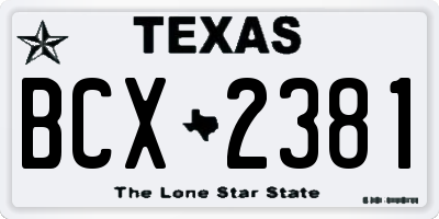 TX license plate BCX2381