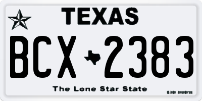 TX license plate BCX2383