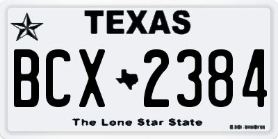 TX license plate BCX2384