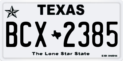TX license plate BCX2385