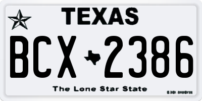 TX license plate BCX2386