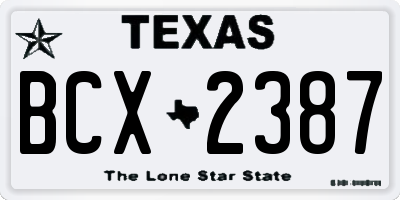 TX license plate BCX2387