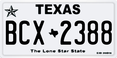 TX license plate BCX2388