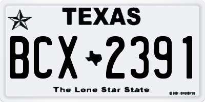 TX license plate BCX2391