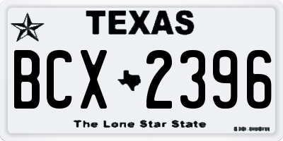 TX license plate BCX2396