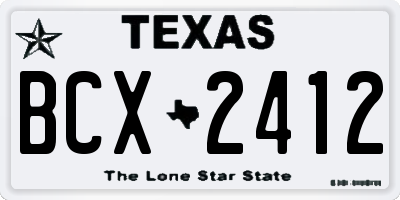 TX license plate BCX2412