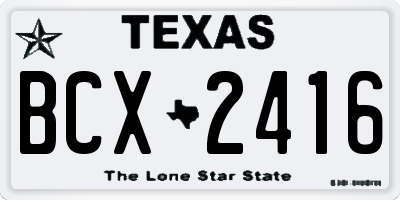 TX license plate BCX2416
