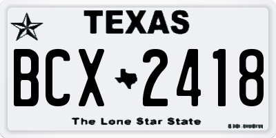 TX license plate BCX2418