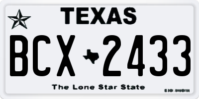 TX license plate BCX2433