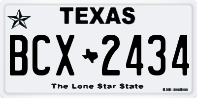 TX license plate BCX2434