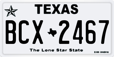 TX license plate BCX2467