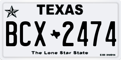 TX license plate BCX2474