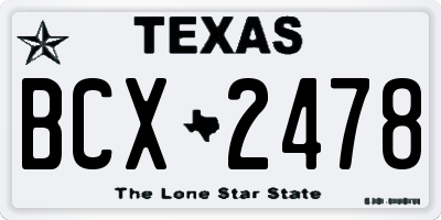 TX license plate BCX2478