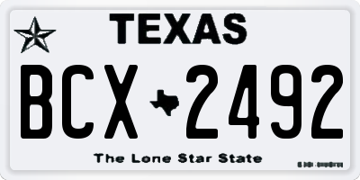 TX license plate BCX2492