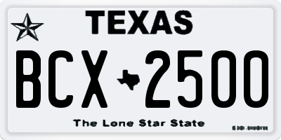 TX license plate BCX2500
