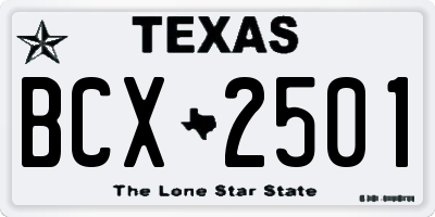 TX license plate BCX2501