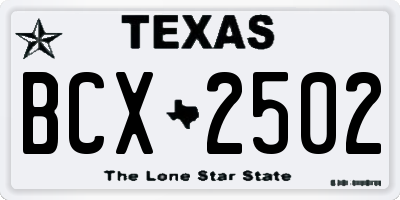 TX license plate BCX2502