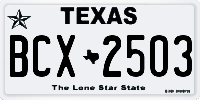 TX license plate BCX2503