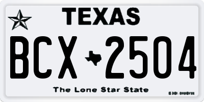 TX license plate BCX2504