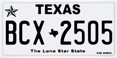 TX license plate BCX2505