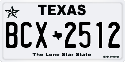TX license plate BCX2512