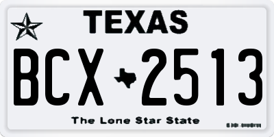 TX license plate BCX2513
