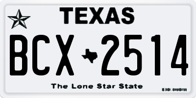TX license plate BCX2514