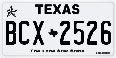 TX license plate BCX2526