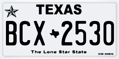 TX license plate BCX2530