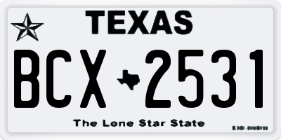 TX license plate BCX2531