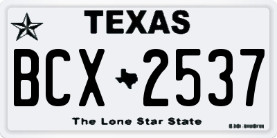 TX license plate BCX2537