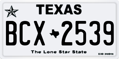 TX license plate BCX2539