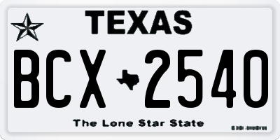 TX license plate BCX2540