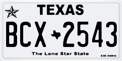 TX license plate BCX2543