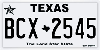 TX license plate BCX2545