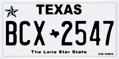 TX license plate BCX2547