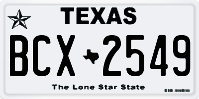 TX license plate BCX2549