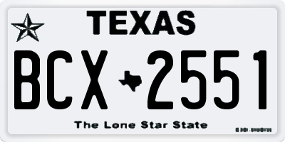 TX license plate BCX2551